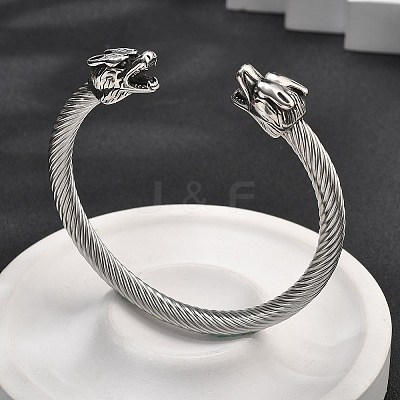 Viking 304 Stainless Steel Open Cuff Bangles for Men BJEW-U001-07J-AS-1