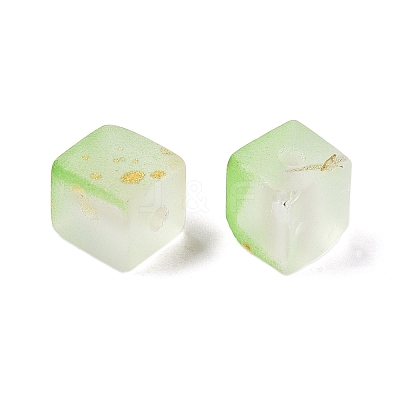 Frosted Glass Beads with Golden Glitter Powder DGLA-NH001-6mm-01D-1