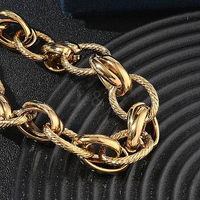304 Stainless Steel Textured Oval Link Chain Bracelets SA-CBA2696-26G-1