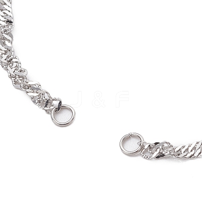 2Pcs 2 Colors 304 Stainless Steel Singapore Chain Bracelet Makings AJEW-JB01322-1