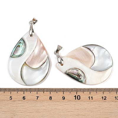 Natural Abalone Shell & Black Lip Shell & Pink Shell Pendants SSHEL-B003-06P-05-1