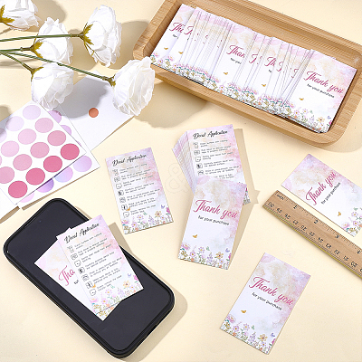 240Pcs Floral Print Paper Care Instructions Cards AJEW-FG0005-62B-1