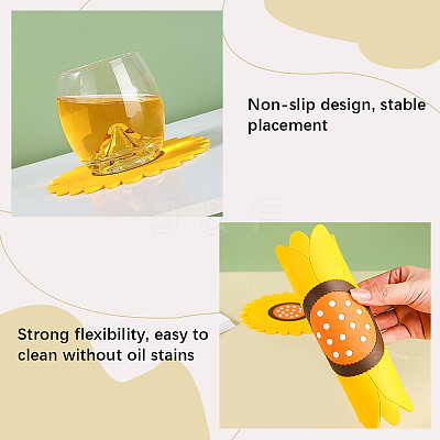 2Pcs 2 Style Flower Silicone Hot Pads AJEW-GF0011-17A-1