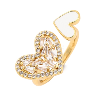 Brass Micro Pave Clear Cubic Zirconia Open Cuff Rings RJEW-U009-04F-G-1