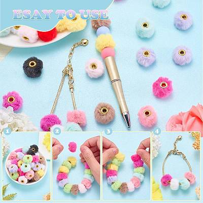 48Pcs 12 Colors Velvet Imitation Rabbit Fur European Beads FIND-SZ0019-28-1