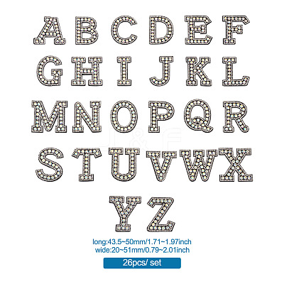 Alphabet Resin Rhinestone Patches DIY-TAC0005-45B-1