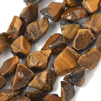 Raw Rough Natural Tiger Eye Beads Strands G-M453-D10-1