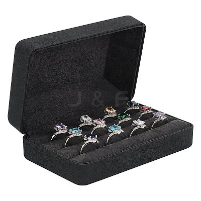 Rectangle PU Leather Rings Storage Boxes with Velvet Inside AJEW-WH0166-14-1