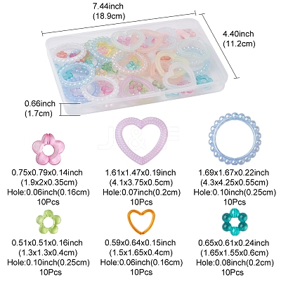 60Pcs 6 Style Acrylic Bead Frame SACR-FS0001-14-1