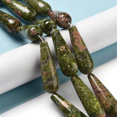 Natural Unakite Beads Strands G-P528-H12-01-1