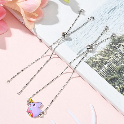 Rack Plating Brass Box Chain Slider Bracelets MAK-YW0001-04P-1