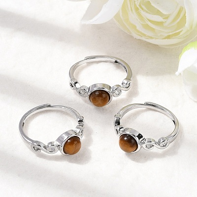 Natural Tiger Eye Finger Rings RJEW-A084-04P-06-1