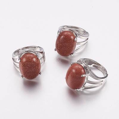 Natural & Synthetic Gemstone Wide Band Finger Rings RJEW-K224-A-1