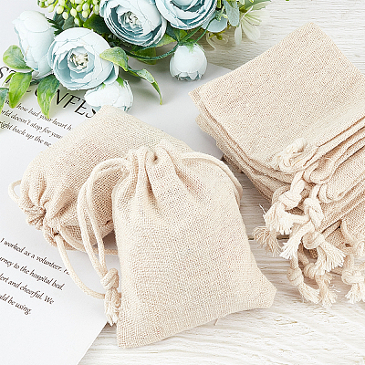 Flax Cloth Blank DIY Craft Drawstring ABAG-GF0001-06A-1