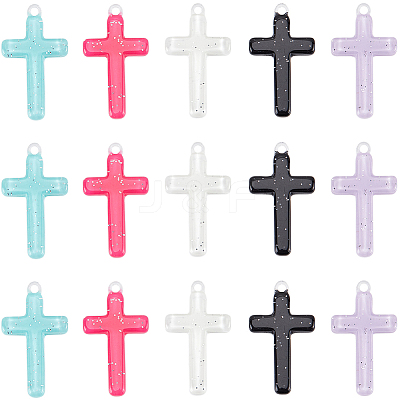 30Pcs 5 Colors Opaque Acrylic Pendants OACR-SC0001-35-1