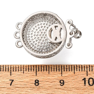 Brass Micro Pave Clear Cubic Zirconia Box Clasps KK-D378-13P-1