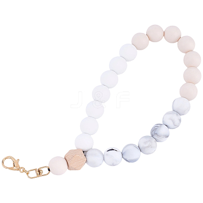 1Pc Silicone & Wood Pendant Decorations HJEW-BM0001-61D-1