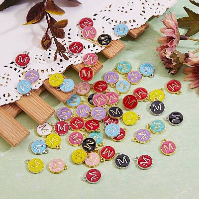 120Pcs 12 Colors Golden Plated Alloy Charms ENAM-SZ0001-64M-1