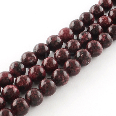Dyed Natural Sesame Jasper Round Beads Strands X-G-R342-8mm-11-1