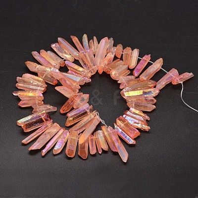 Electroplated Natural Quartz Crystal Beads Strands G-A142-03G-1