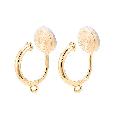 Brass Micro Pave Cubic Zirconia Clip-on Earring Findings KK-N261-122C-G-1
