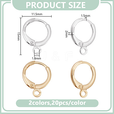 80Pcs 8 Styles Brass Hoop Earrings Findings FIND-DR0001-65C-1