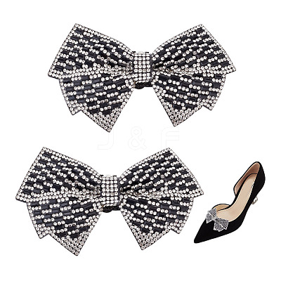 Glass Rhinestone Bowknot Shoe Decorations AJEW-WH0323-24C-1