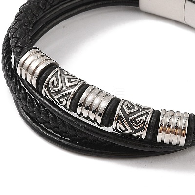 Braided Microfiber Leather Multi-strand Bracelets BJEW-B096-07D-1