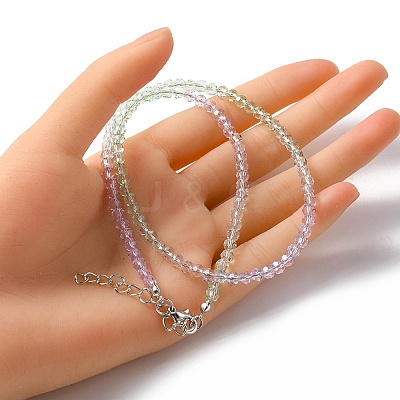 Bling Glass Round Beaded Necklace for Women NJEW-PH01490-04-1