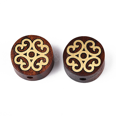 Natural Sandalwood Mala and Brass Finding Beads WOOD-T032-33B-1