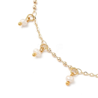 Natural Cultured Freshwater Pearl Rondelle Tassel Anklets AJEW-AN00718-1