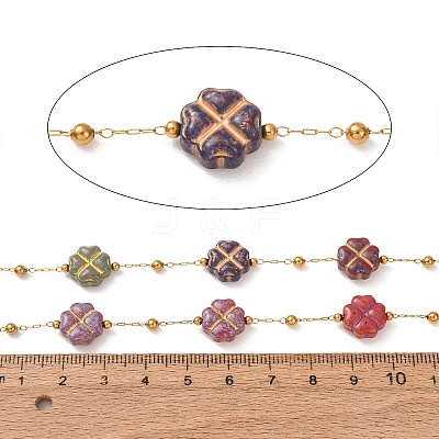 Brass & Handmade Lampwork & Steel Beaded Chain LA-CBA3B44-12G-1