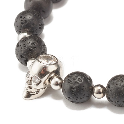 Adjustable Skull Braided Bead Bracelets BJEW-JB07497-01-1