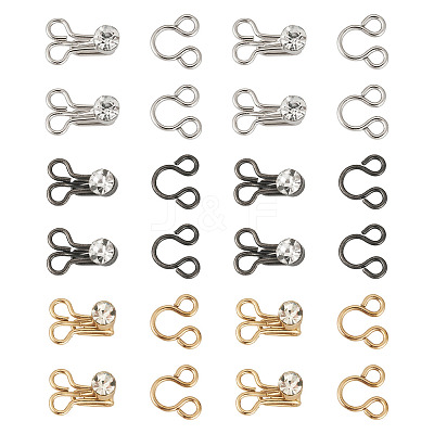 15Sets 3 Colors Alloy Rhinestone Hook and Eye Fasteners FIND-TA0006-54-1