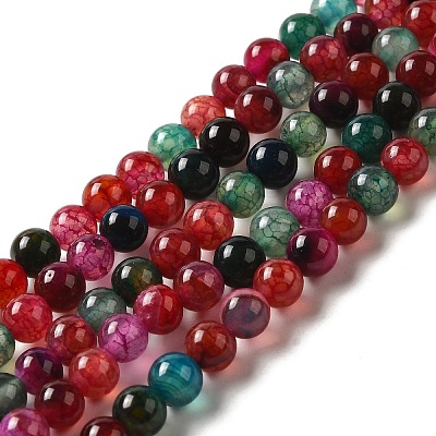 Dyed Natural Agate Beads Strands G-R262-6mm-1-1