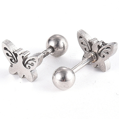Tarnish Resistant 201 Stainless Steel Barbell Cartilage Earrings LS-EJEW-R147-20-1