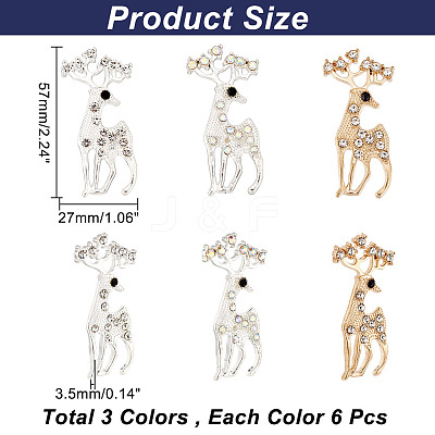 18Pcs 3 Colors Alloy Rhinestone Filigree Joiners PALLOY-AR0001-30-1