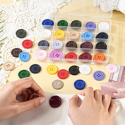 80Pcs 20 Colors 4-Hole Resin Buttons BUTT-TA0001-29A-1
