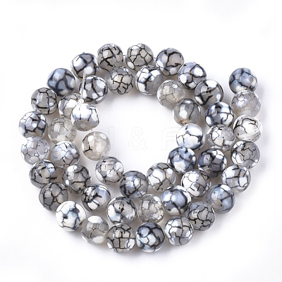 Natural Fire Crackle Agate Beads Strands G-S346-8mm-14-1