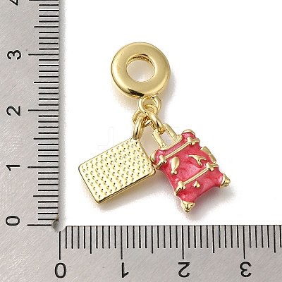 Brass Enamel European Dangle Charms KK-R002-22G-01-1