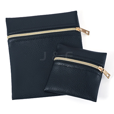 2Pcs 2 Styles Rectangle Square PU Leather Jewelry Gift Zipper Bags ABAG-TADJ0001-01A-1