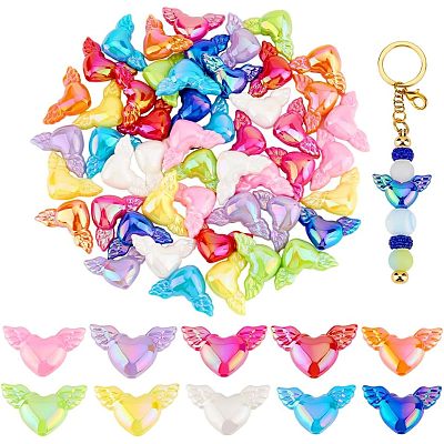 60Pcs 10 Colors AB Color Plated Acrylic Beads PACR-PH0001-11-1