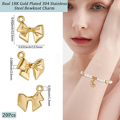 20Pcs 304 Stainless Steel Charms STAS-BBC0007-73G-1