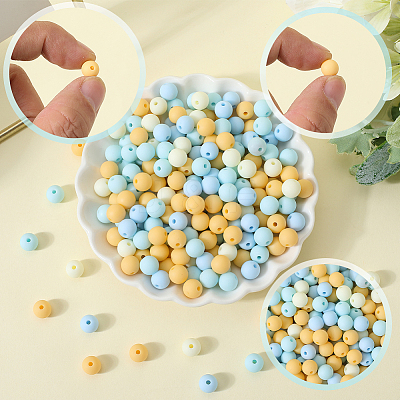 500Pcs Rubberized Style Imitated Silicone Acrylic Beads OACR-SP0001-33F-1