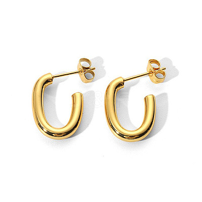 Oval 304 Stainless Steel Stud Earrings RS0280-1