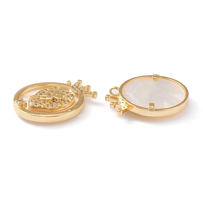 Real 18K Gold Plated Brass Micro Pave Clear Cubic Zirconia Pendants ZIRC-J039-14G-H-1