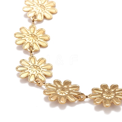 Enamel Daisy Link Chain Necklace NJEW-P220-01G-05-1