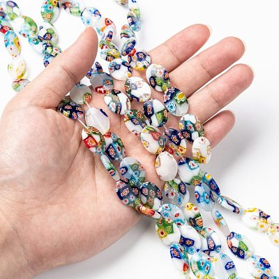 Handmade Millefiori Glass Beads Strands X-LK137-1