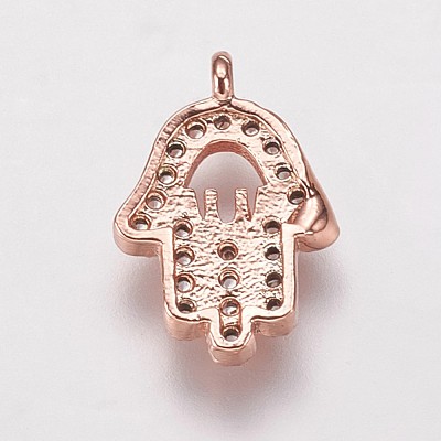 Brass Cubic Zirconia Charms KK-P134-29RG-1