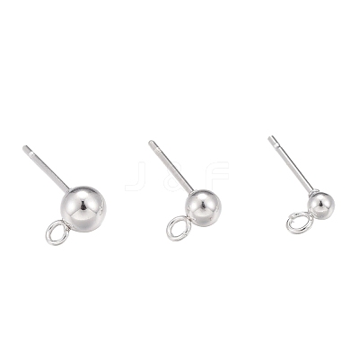 30Pcs 3 Size 304 Stainless Steel Ball Stud Earring Post STAS-LS0001-06S-1